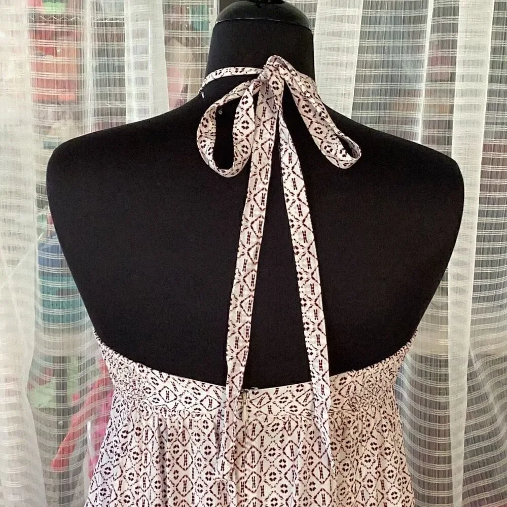 Madewell Silk Convertible Halter Dress Echo Grid Women’s Sz 0